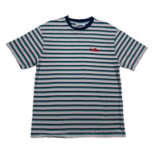 Butter Skateboarding T-Shirt Size Medium Striped Green Beige